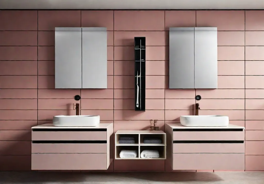 A bathroom wall adorned with a magnetic strip