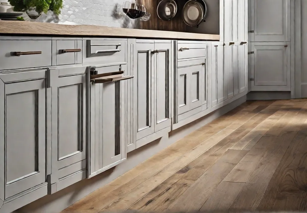 A dishwasher seamlessly integrated into custom cabinetry that features rustic paneling