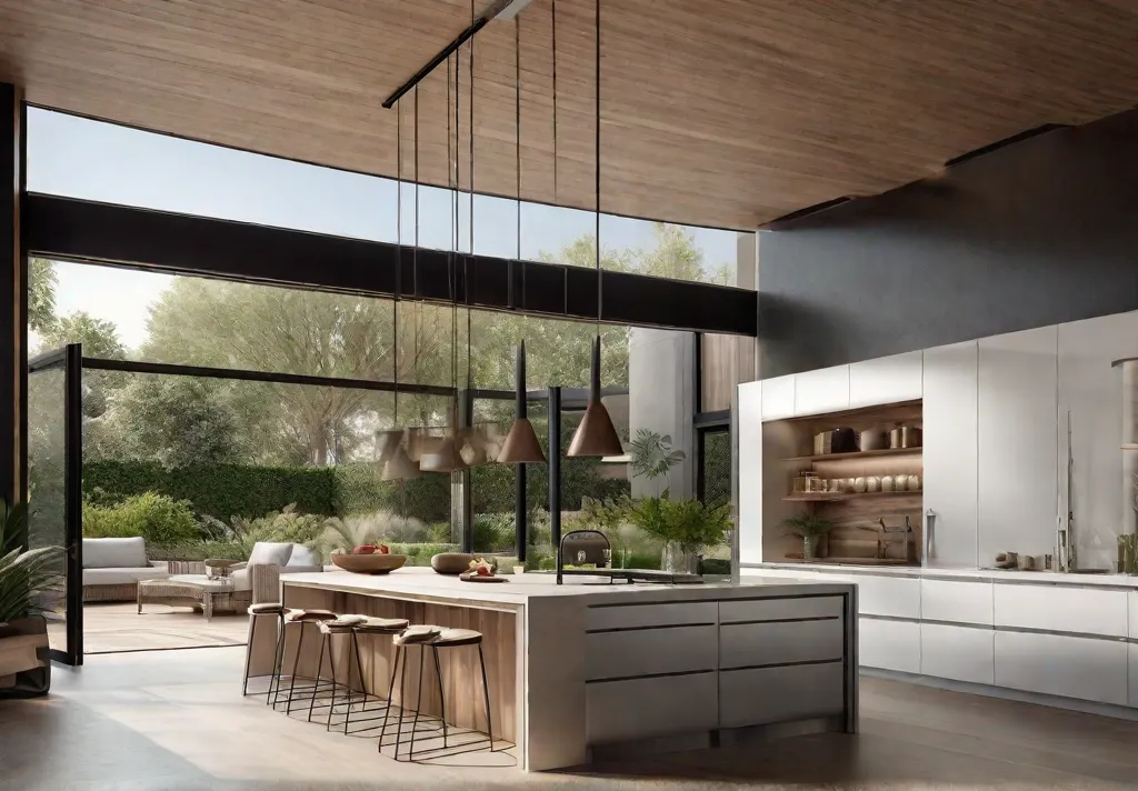 A kitchen designed with a seamless indoor outdoor connection