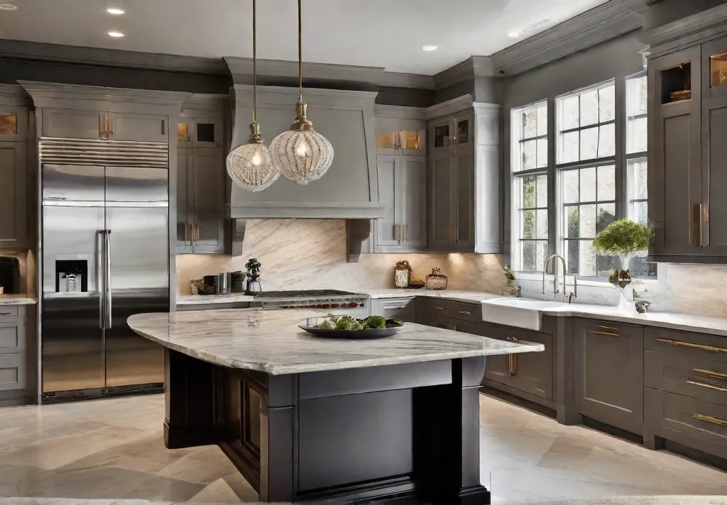 A luxurious kitchen featuring a durable and stylish marble countertop