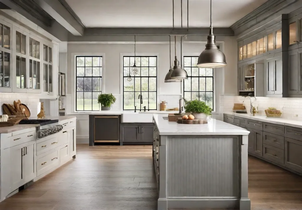 A modern farmhouse kitchen mixing traditional elements