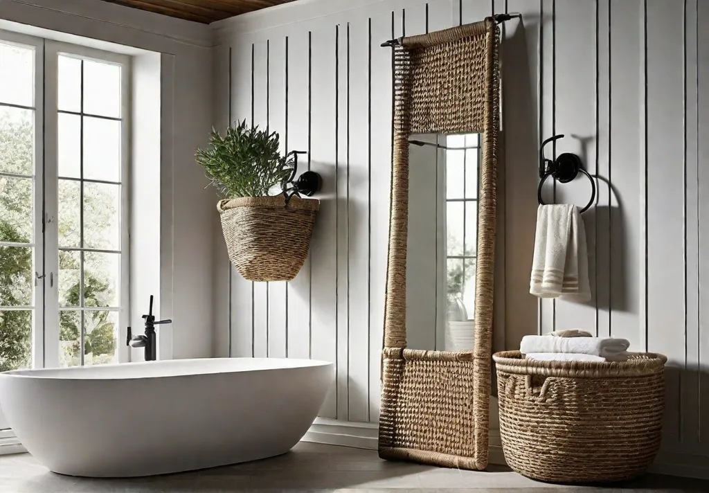 A series of metal and woven wall mounted baskets in different shapes and sizes
