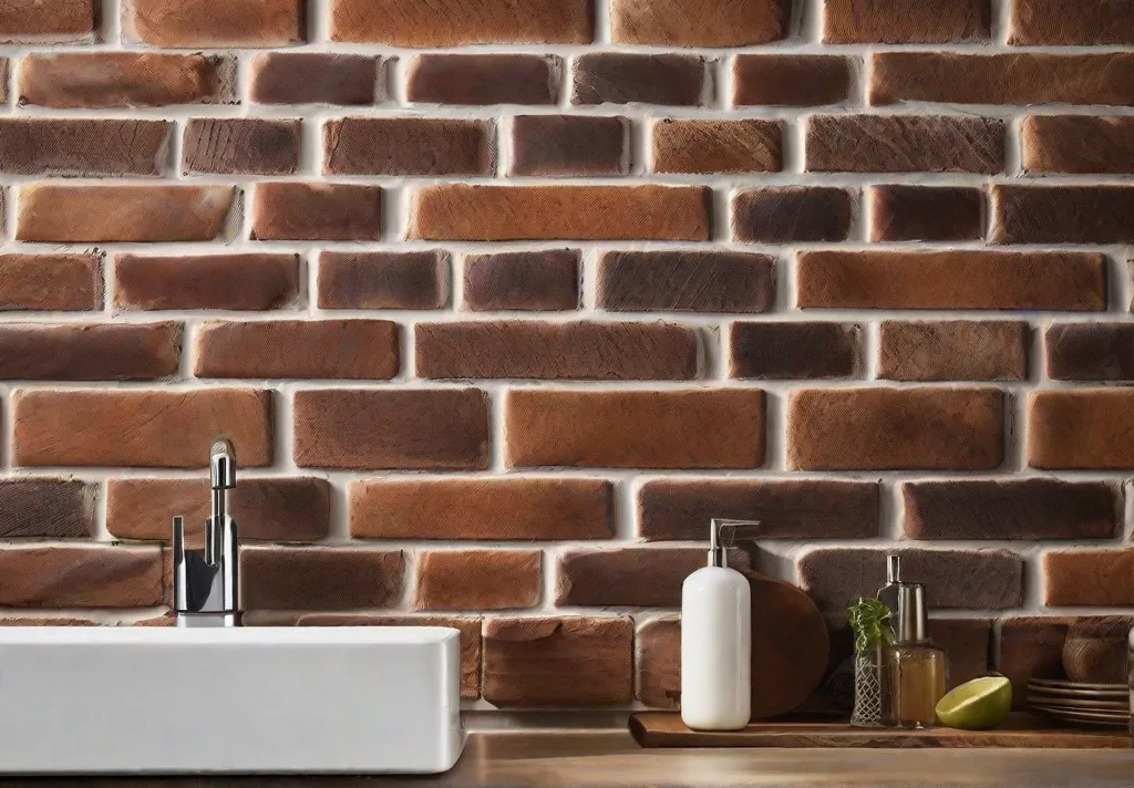 Warm ambient lighting highlighting the texture and depth of a bricklook tile