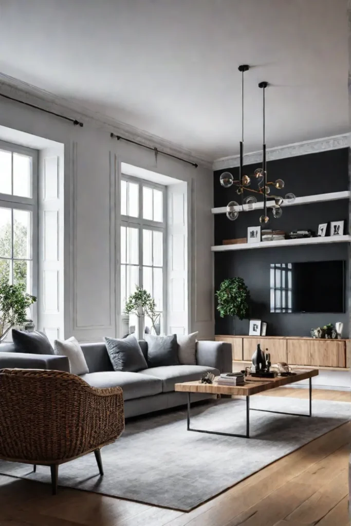 A Scandinavian living room with a wellcurated selection of furniture and decor