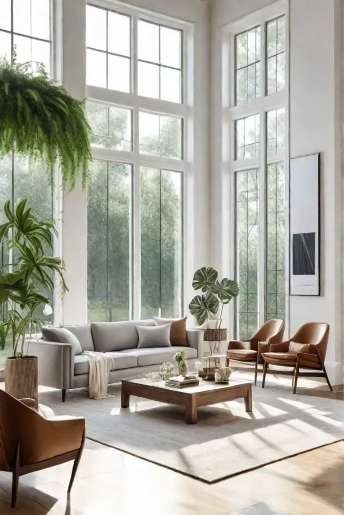 A bright and airy living room with large windows that let in