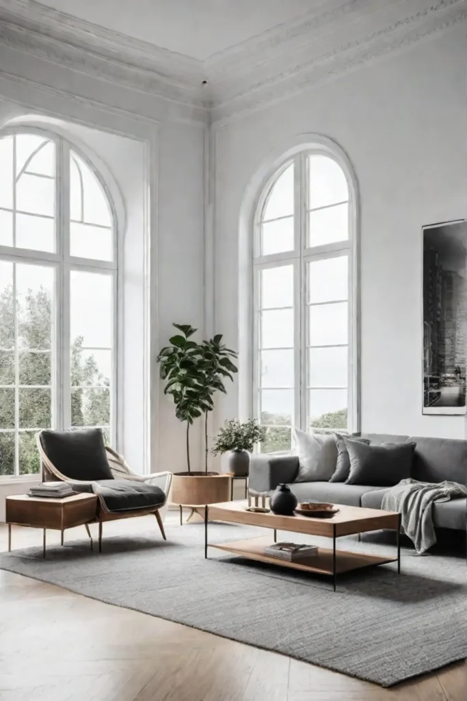 A lightfilled Scandinavianstyle living room with a focus on natural light a