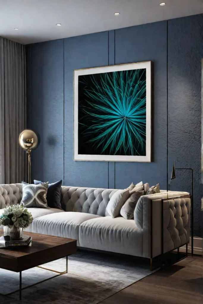 A living room gallery wall that celebrates the art of visual expression