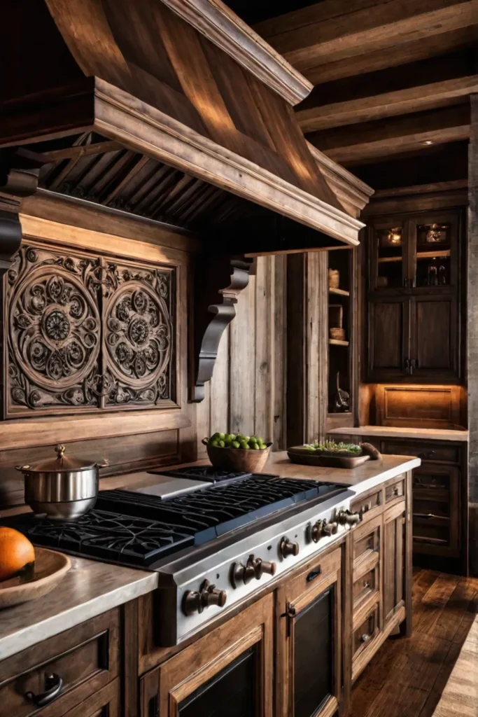 A striking rustic kitchen with a focal point of a large beautifully