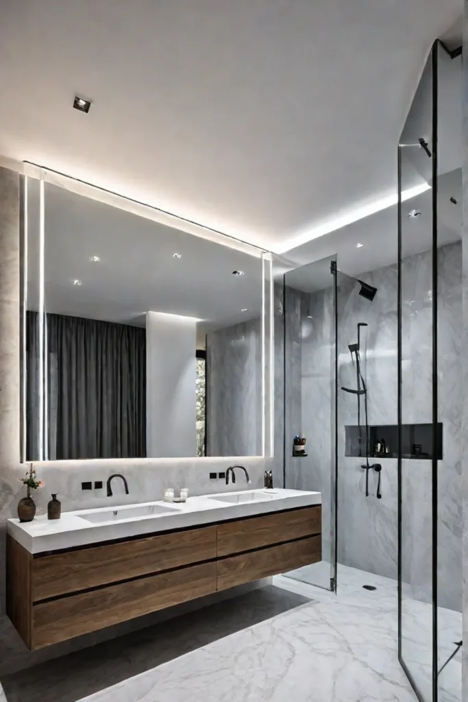 Bathroom with a statement mirror
