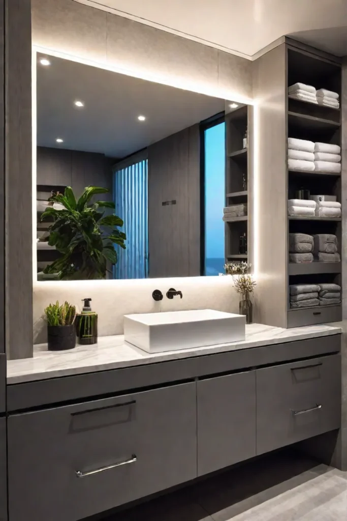 Bathroom with ample storage solutions