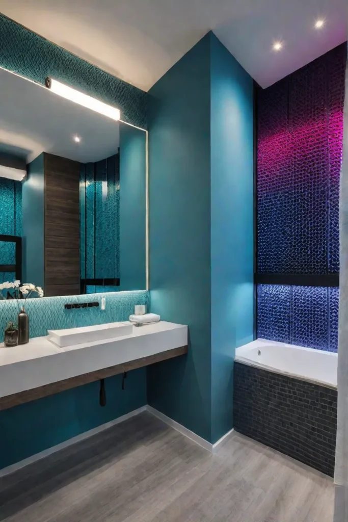 Bathroom with bold accent wall