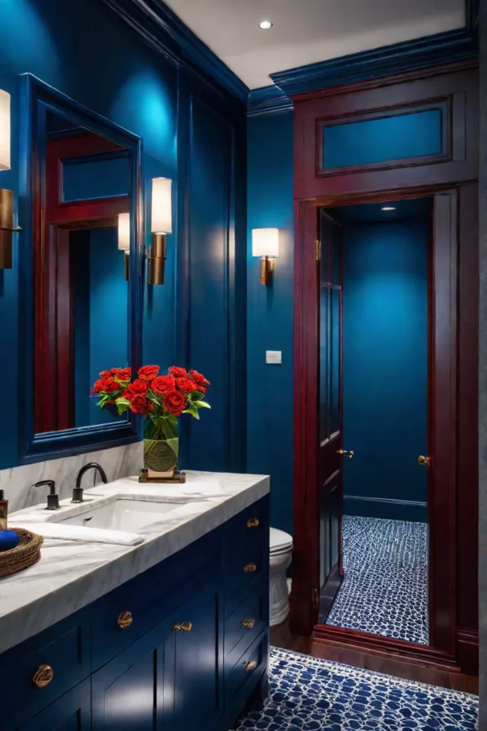 Bathroom with bold color scheme