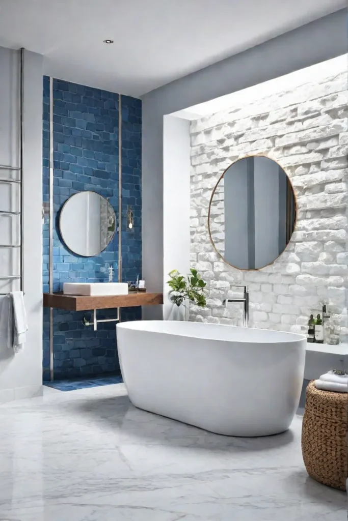 Bathroom with calming color scheme and textures