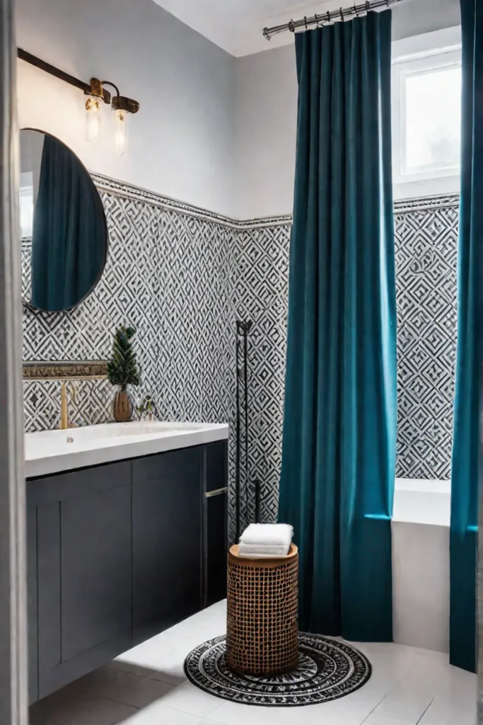 Bathroom with creative textiles and patterns