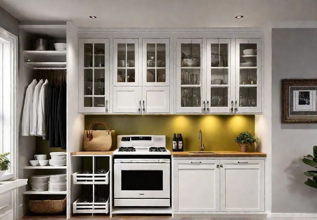 Neatly organized kitchen cabinets with adjustable shelves and drawer organizersfeat