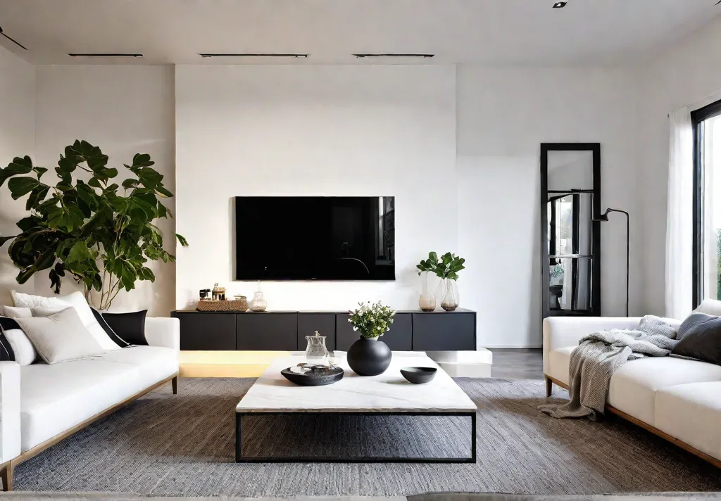 Serene Scandinavian living room with abundant natural light minimalist white furniture andfeat