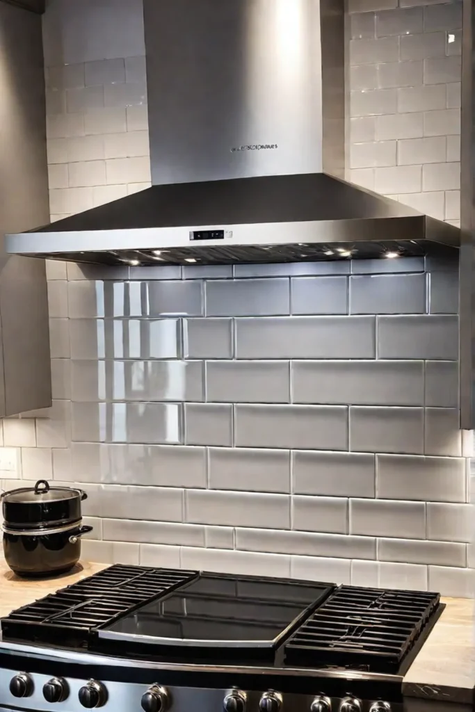 Tile backsplash installation in progress in kitchen