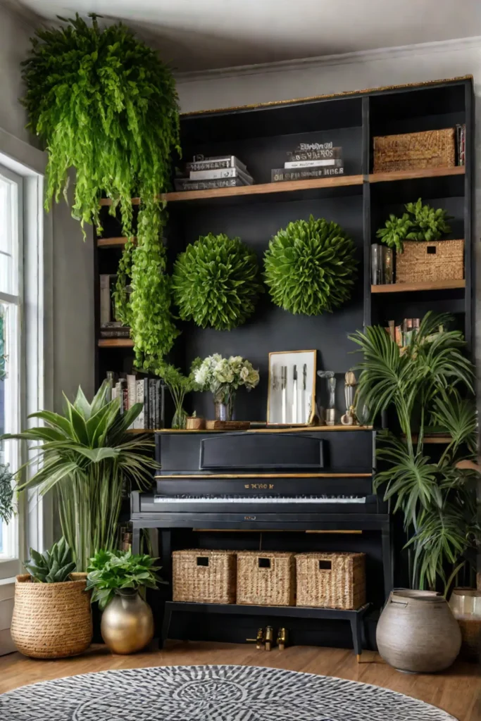a living room wall adorned with a stunning vertical garden accented by