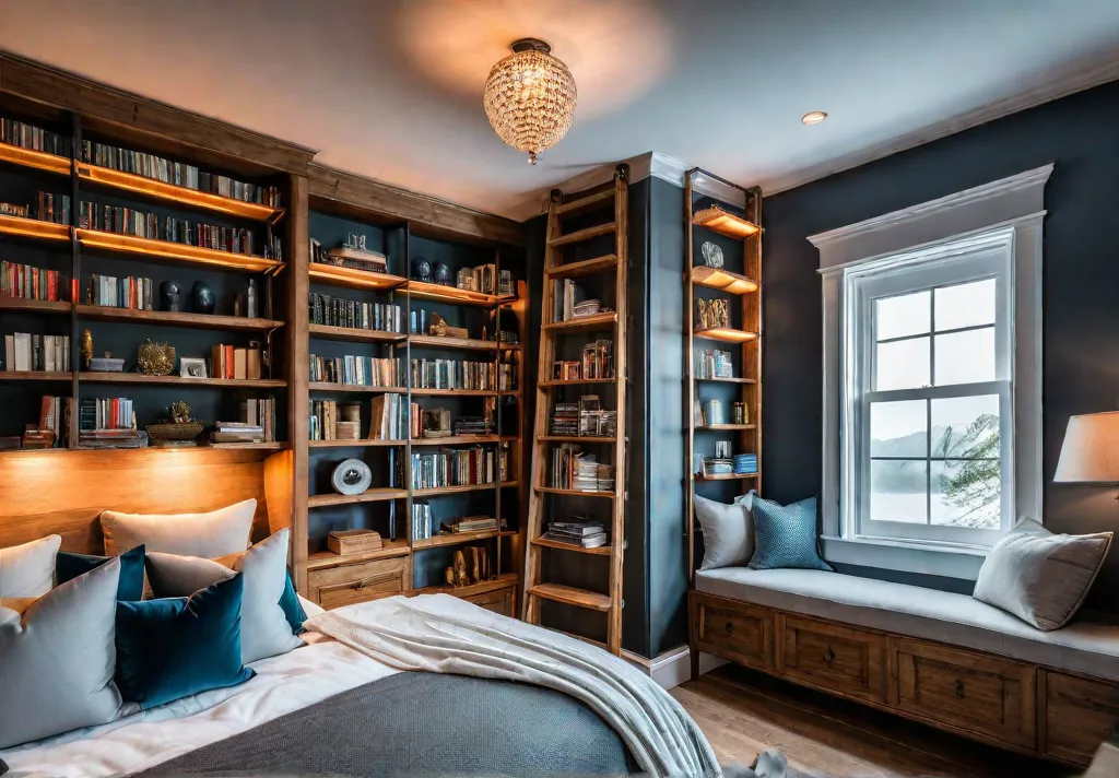 A cozy bedroom corner transformed into a reading nook using an upcycledfeat