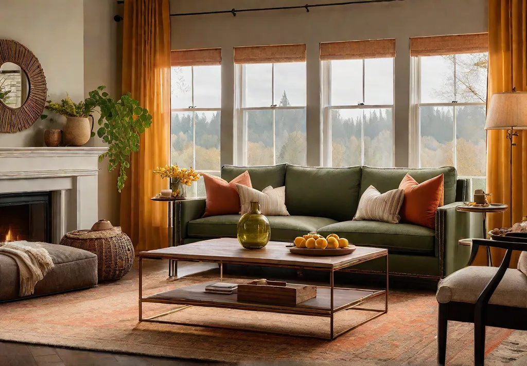 A cozy living room bathed in the warm glow of a sunsetfeat