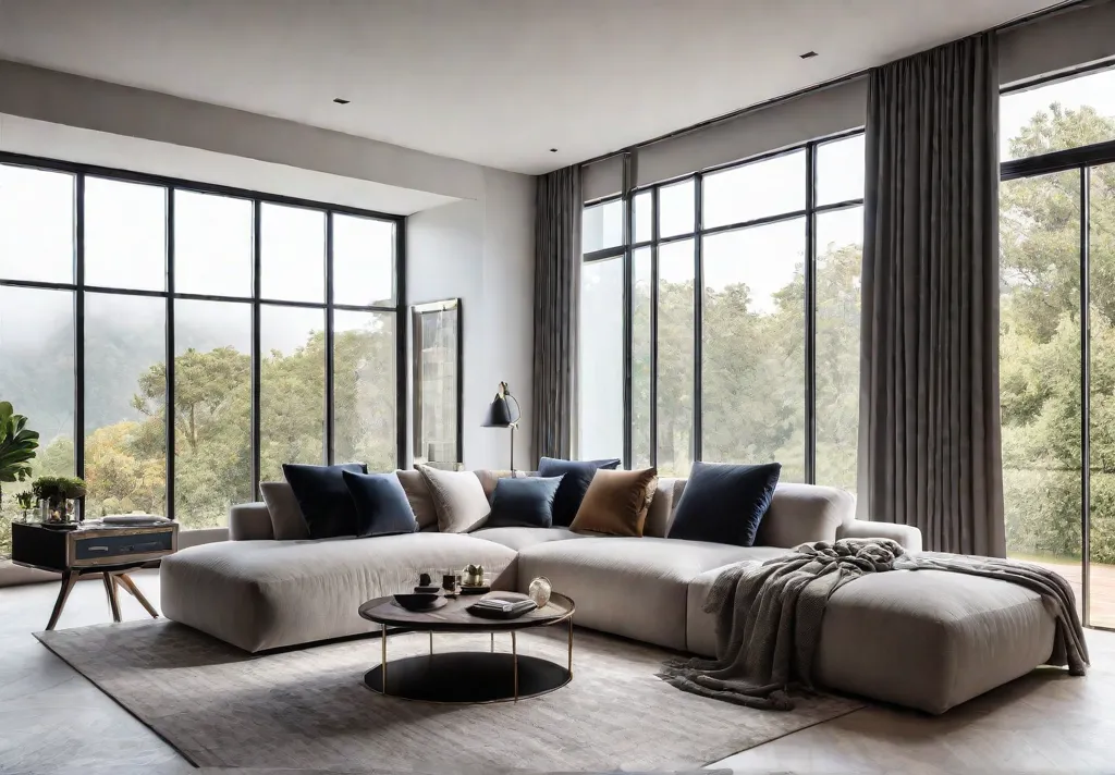 A cozy living room with a plush sectional sofa as the centerpiecefeat