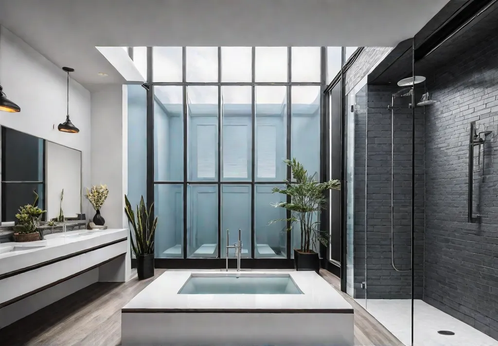A small windowless bathroom transformed with sprawling natural light from a skylightfeat