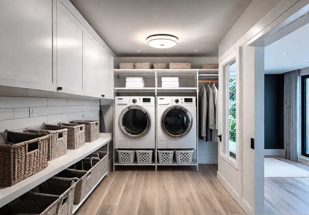 A tiny laundry room transformed into a haven of organization featuring verticalfeat