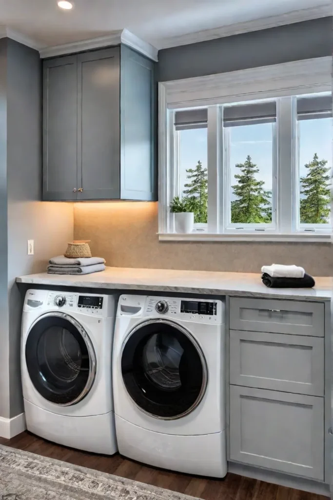A customdesigned laundry room with tailored storage solutions