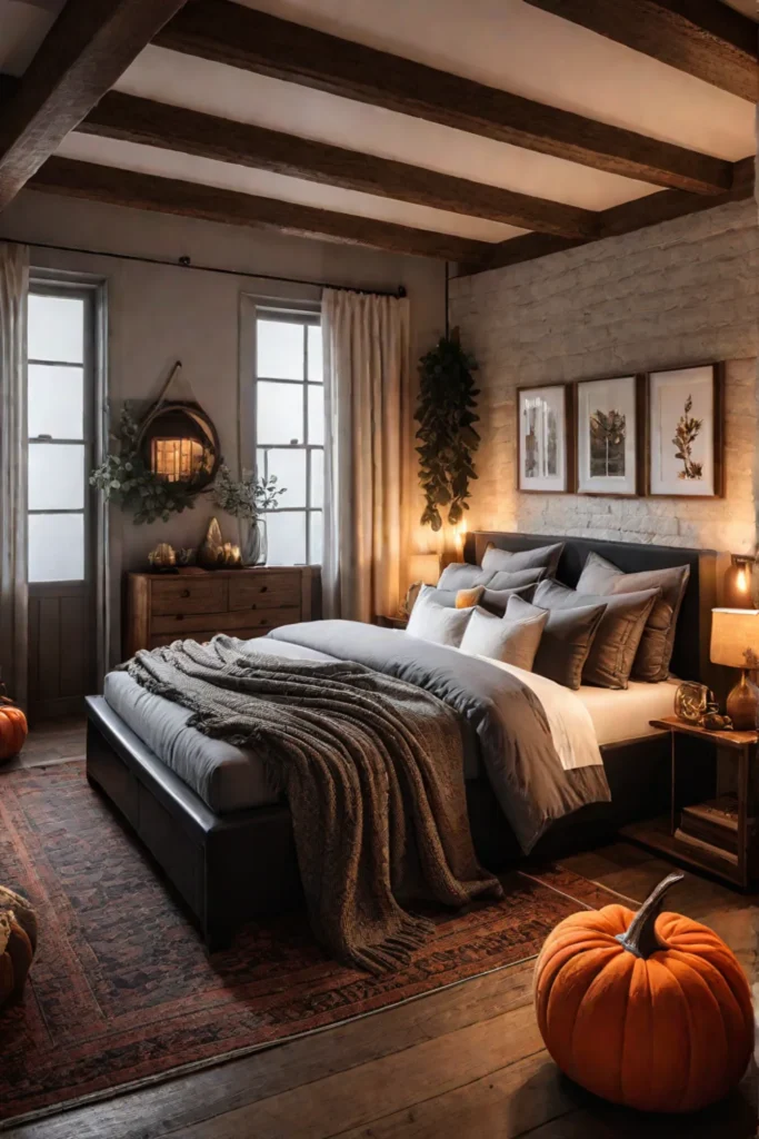 Autumnalthemed cozy bedroom