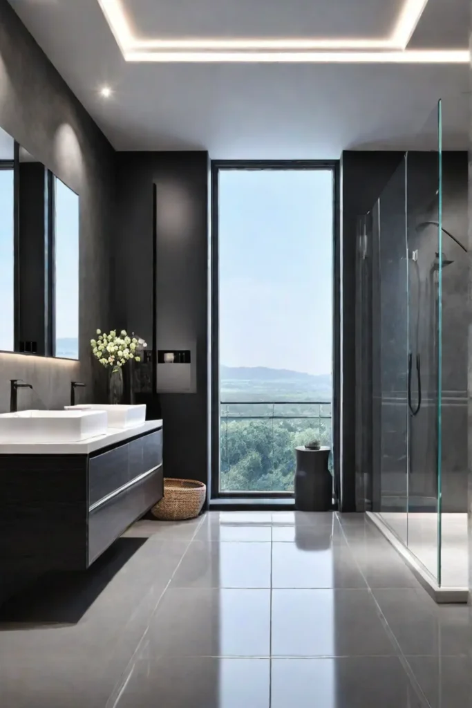 Bathroom with a blend of matte and glossy finishes generating visual interest