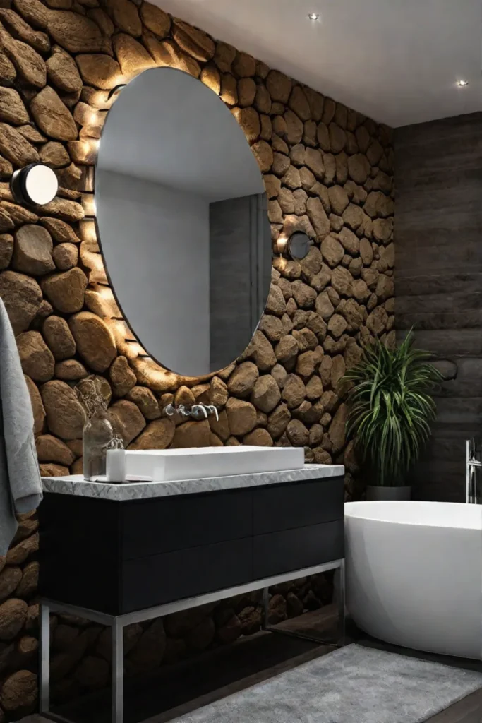 Bathroom with a natural stone statement wall