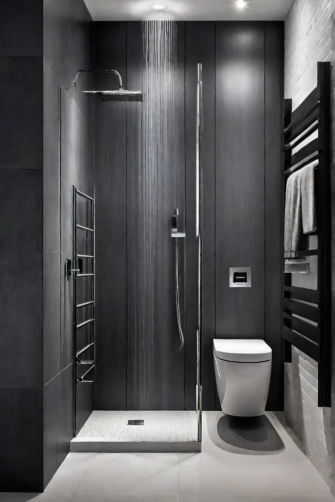 Bathroom with a shower niche adding practicality and spaceefficient storage to the
