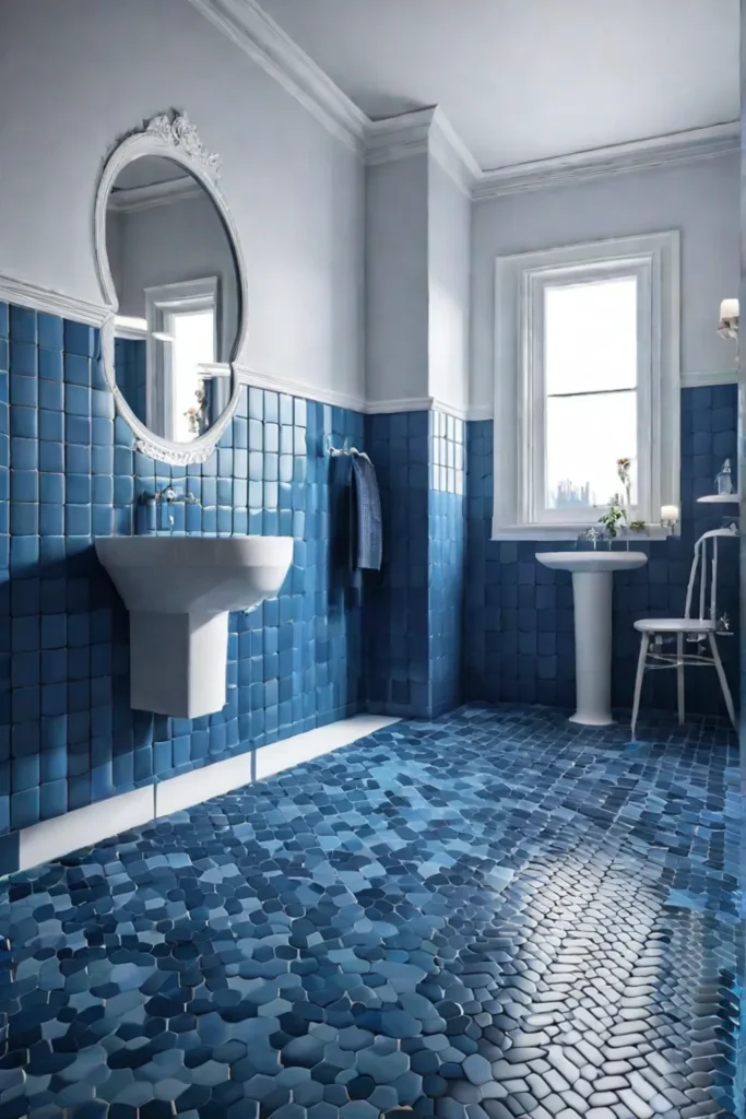 Bathroom with unique hexagonal tile design