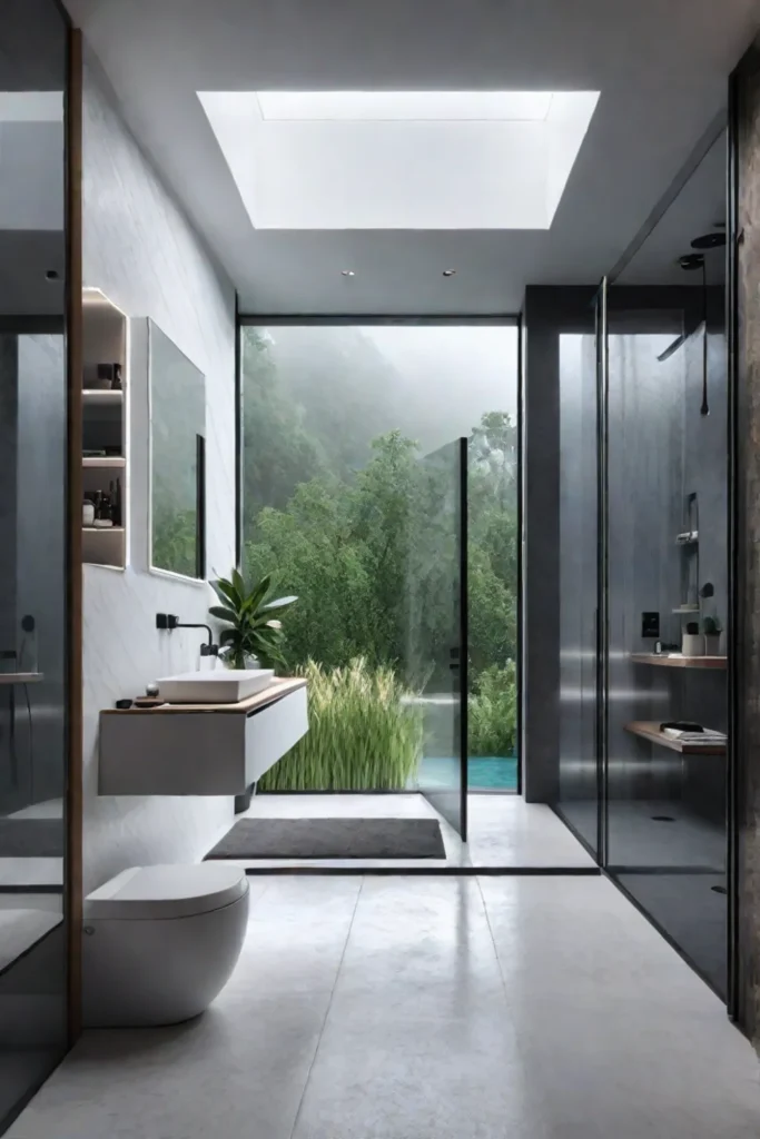 Bathroom with wet room design and integrated shower area