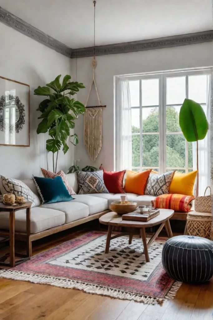 Bohemian Living Room with Eclectic Decor 1