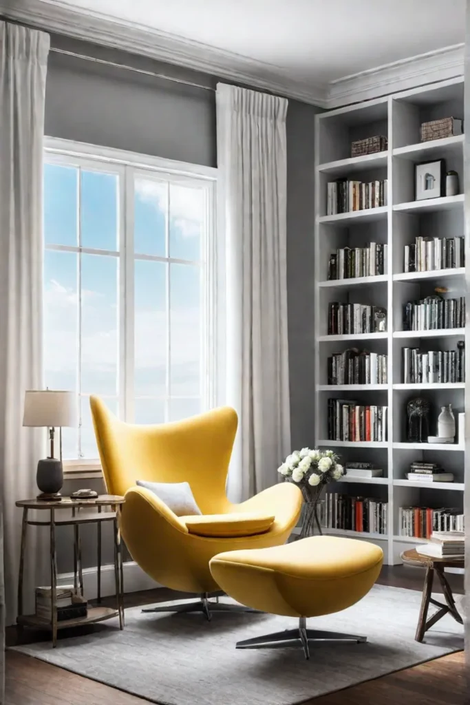 Book lovers paradise with integrated storage and reading chair