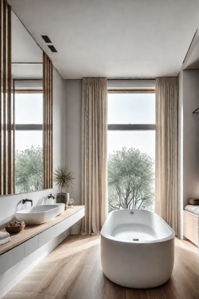Bright and airy bathroom with natural light from a window and skylight