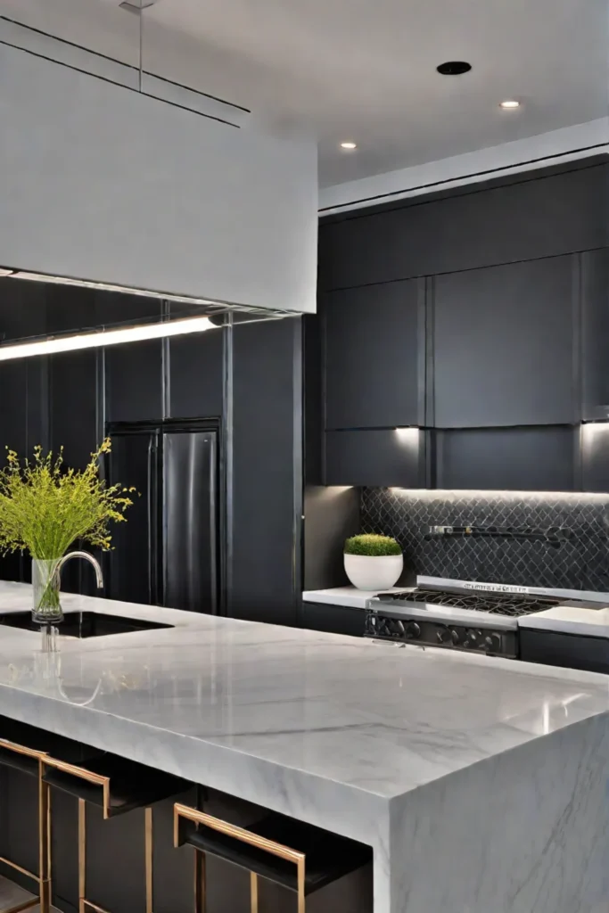 Chefs kitchen with highend appliances and professionalgrade task lighting for optimal functionality