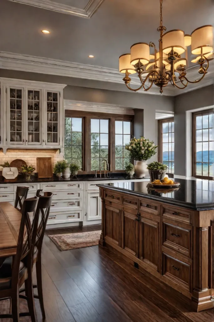Classic kitchen design with oak cabinets