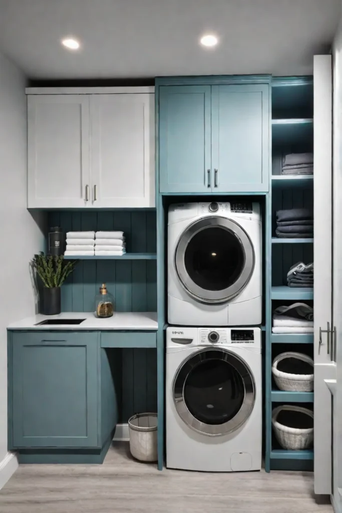 Condo laundry closet with combination washerdryer cabinet