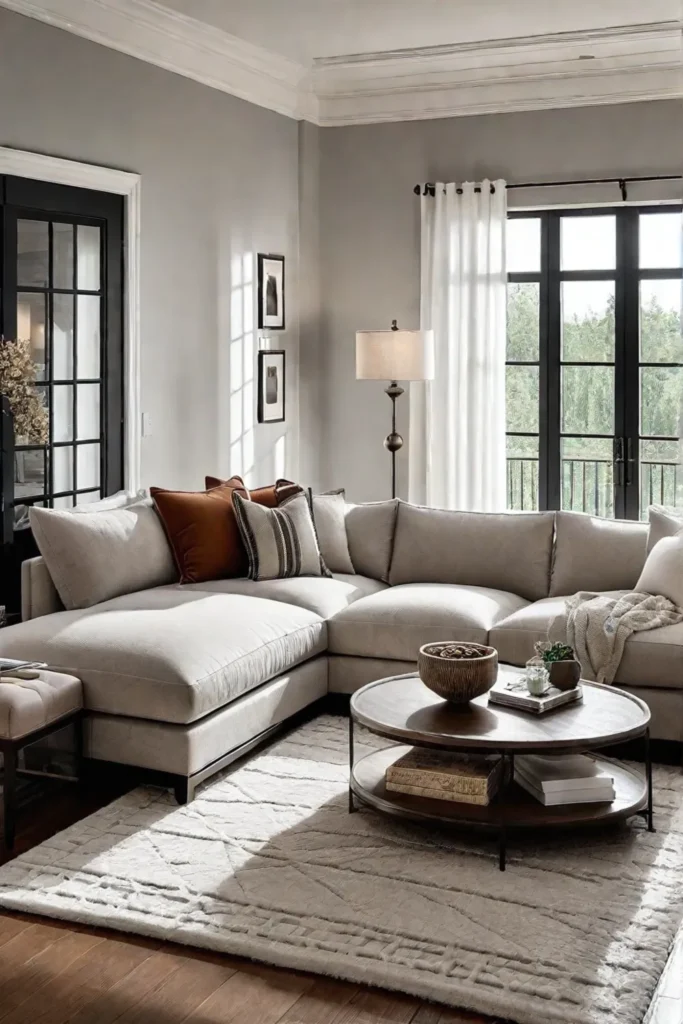 Cozy and inviting living room with sectional sofa