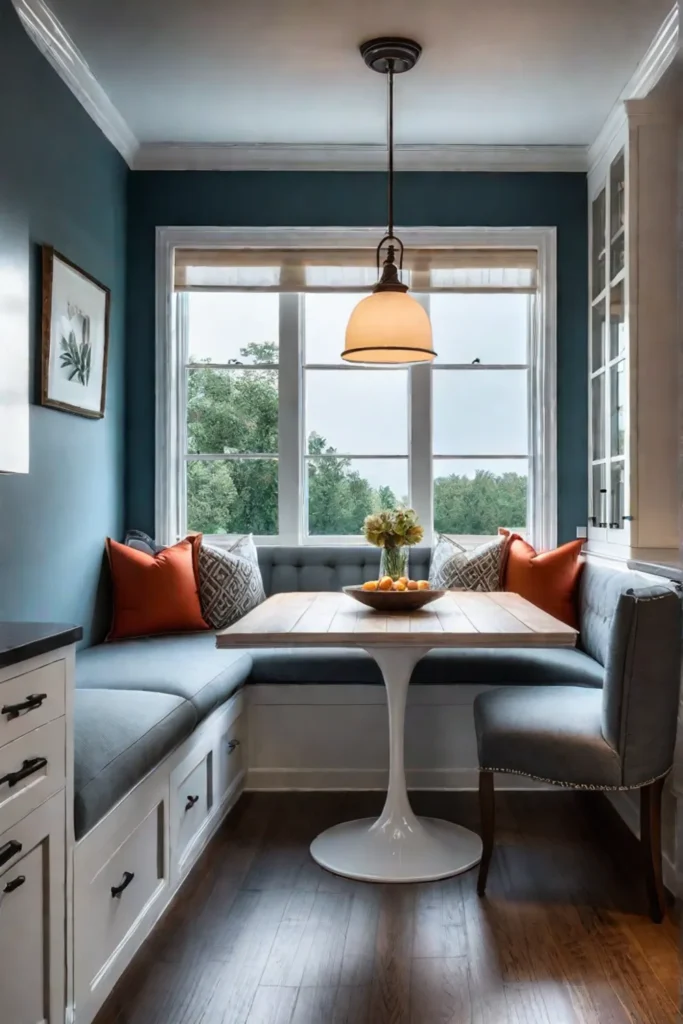 Cozy kitchen nook with contemporary pendant lights