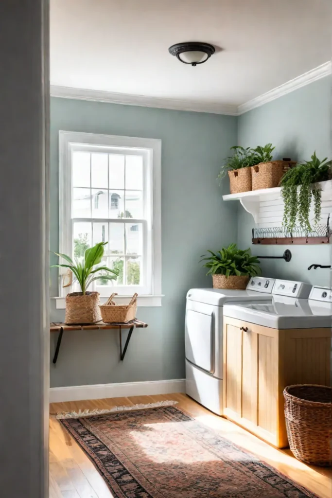 Cozy laundry space with vintage decor and natural elements