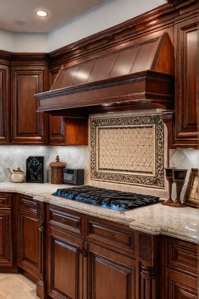 Elegant kitchen design with ornate details and classic finishes