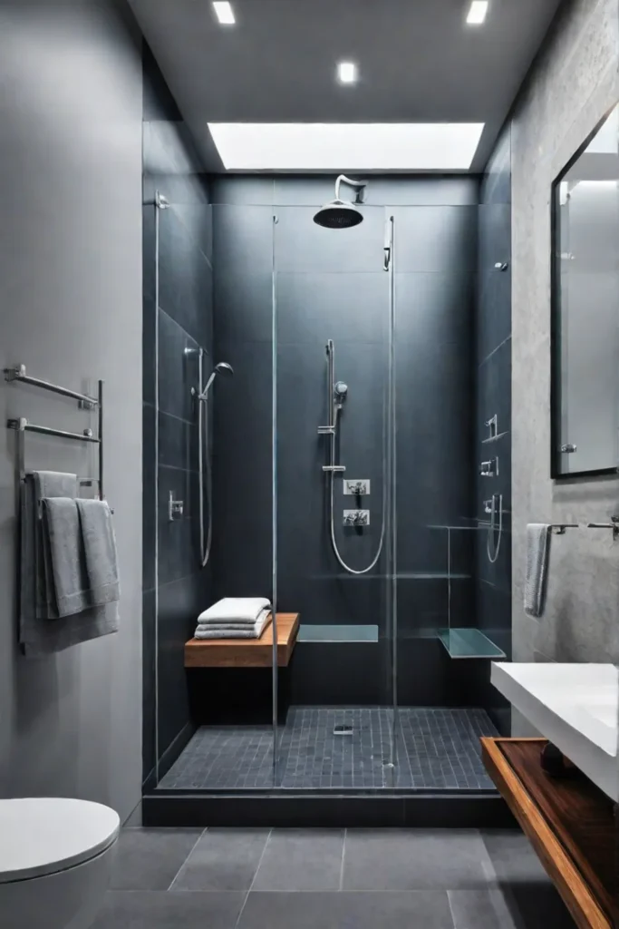 Functional and modern bathroom with a large walkin shower