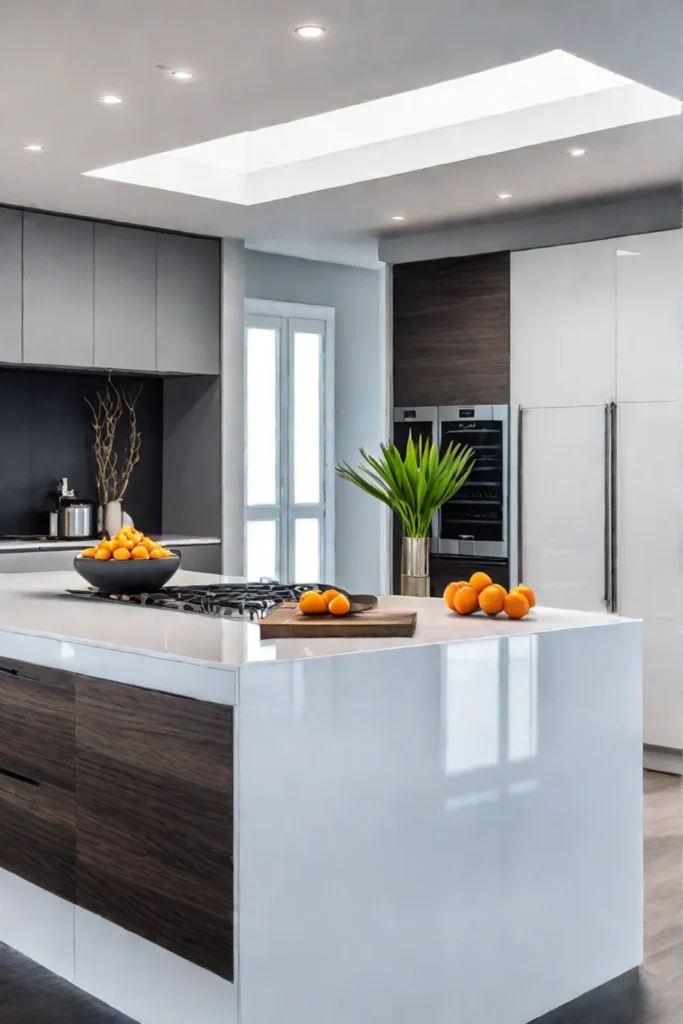 Futuristic kitchen with modern cabinets and a highgloss finish