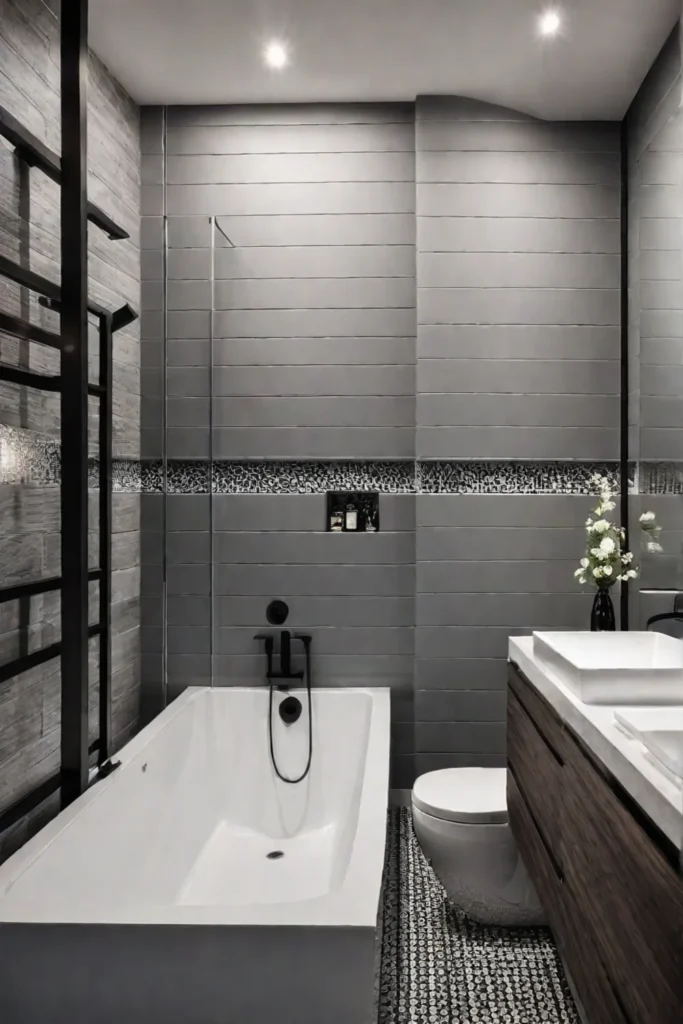 Industrial and modern small bathroom with a robust design