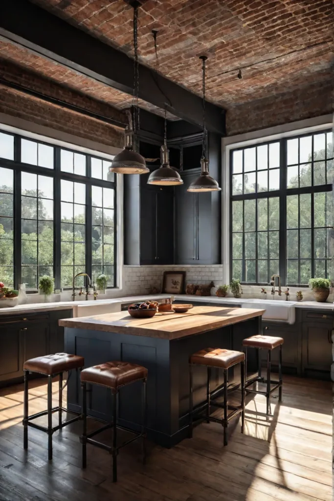 Industrialchic kitchen with natural light and vintageinspired elements