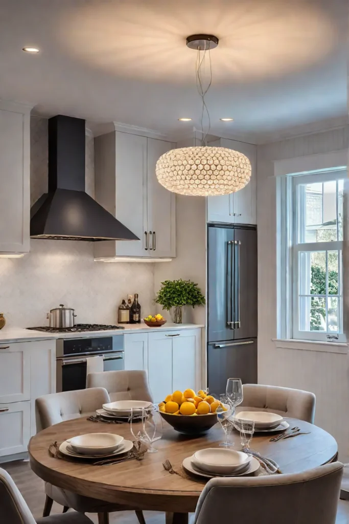 Kitchen breakfast nook with a pendant light for a cozy and inviting