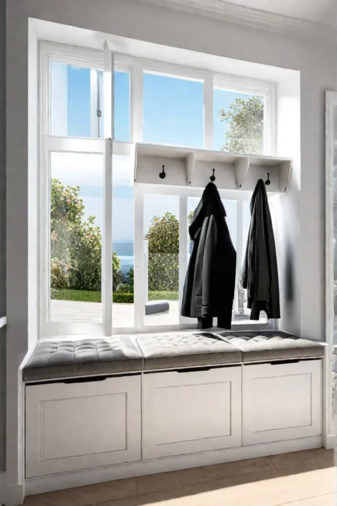 Laundry room with a mudroom area for coats and shoes